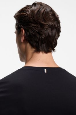 Camiseta slim fit de algod&oacute;n mercerizado, Negro