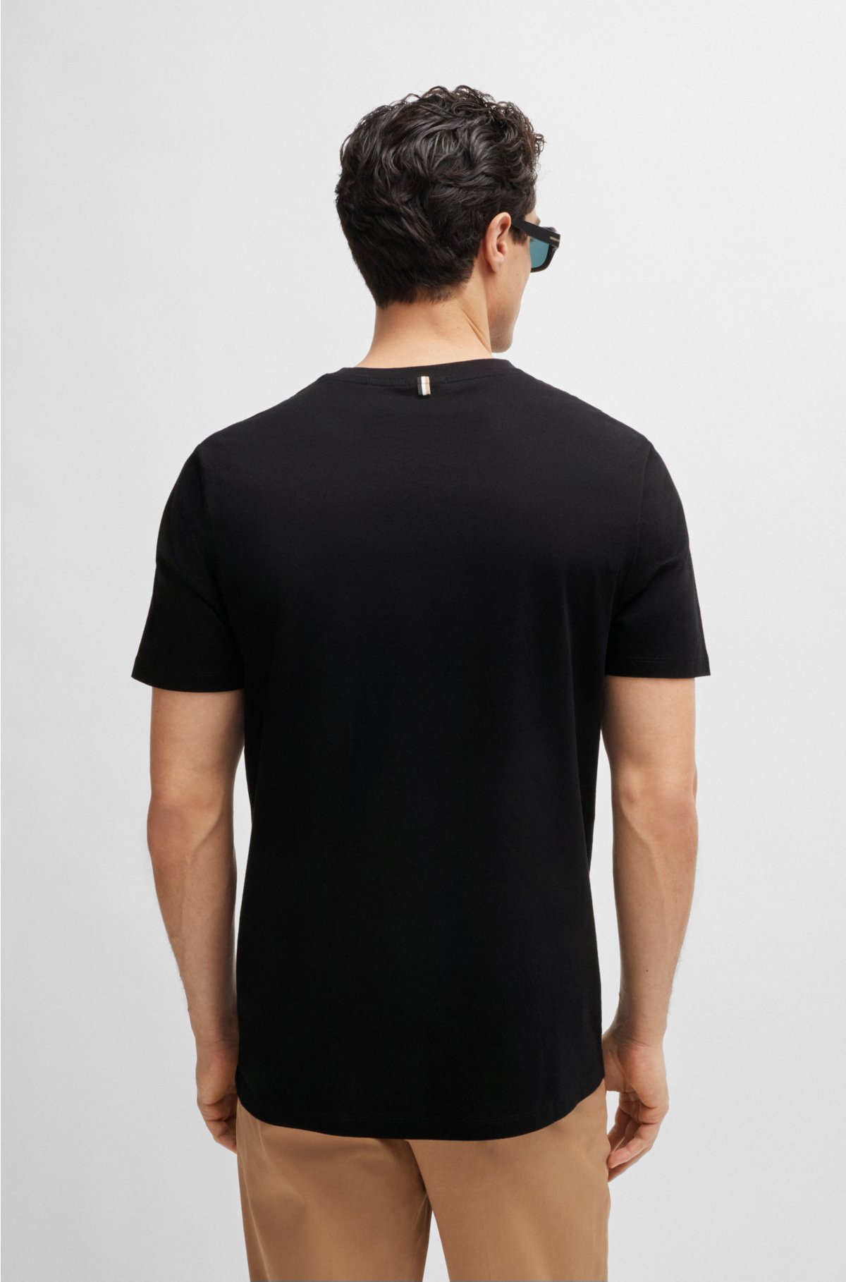 BOSS - cotton short-sleeved T-shirt mercerized in Slim-fit