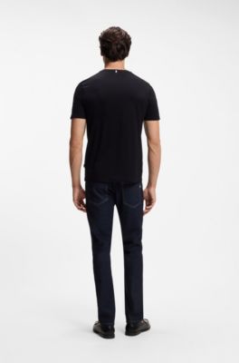 Camiseta slim fit de algod&oacute;n mercerizado, Negro