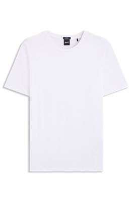 Slim-fit short-sleeved T-shirt in mercerised cotton, Blanco