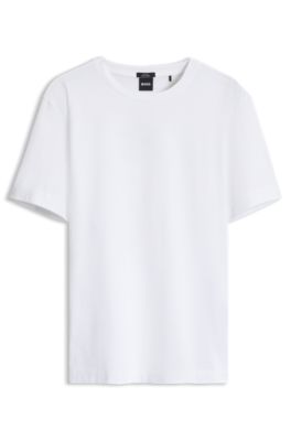 Slim-fit short-sleeved T-shirt in mercerised cotton, Blanco