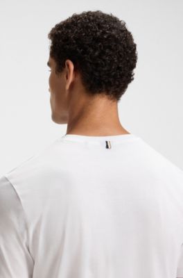 Slim-fit short-sleeved T-shirt in mercerised cotton, Blanco