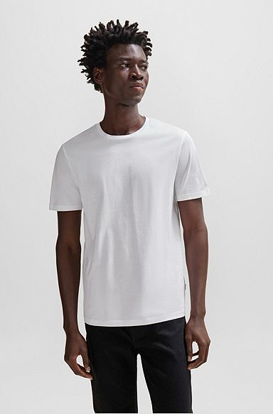 T-shirt Slim Fit à manches courtes en coton mercerisé, Blanc
