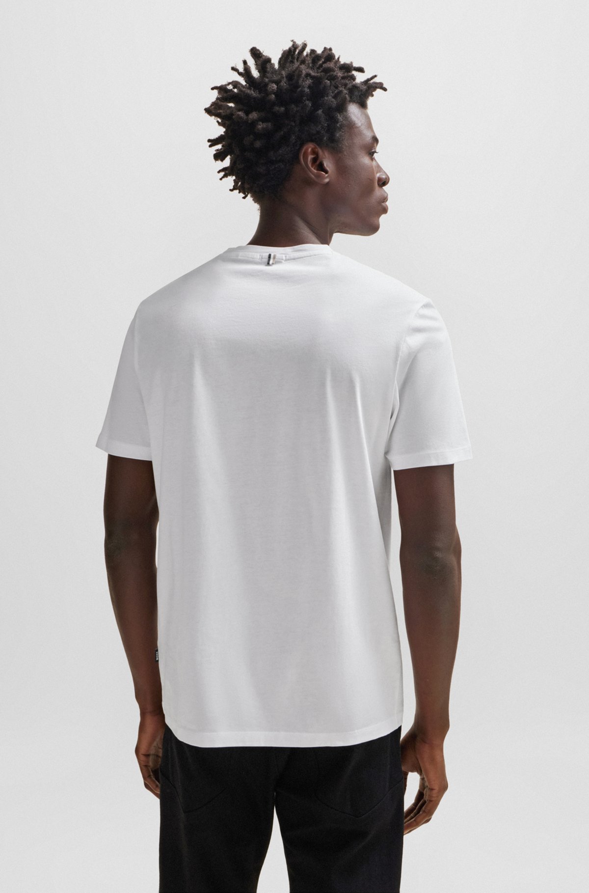 Slim-fit short-sleeved T-shirt in mercerized cotton, White