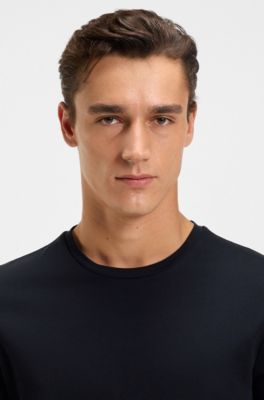 Slim-fit T-shirt in mercerized cotton, Dark Blue