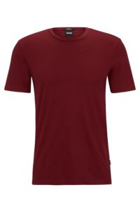 Slim-fit short-sleeved T-shirt in mercerized cotton, Dark Red