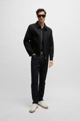 V-neck T-shirt in mercerized cotton, Black