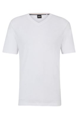 BOSS - V-neck T-shirt in mercerized cotton