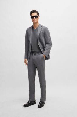 V-neck T-shirt in mercerized cotton, Grey