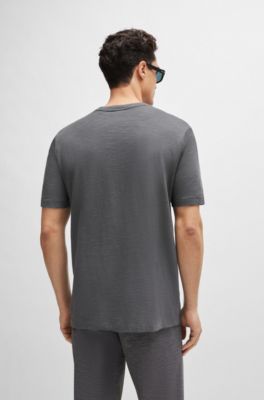 V-neck T-shirt in mercerized cotton, Grey