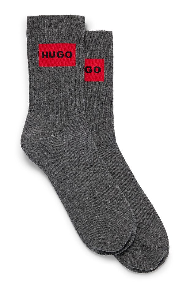 Two-pack of short-length socks with logo detail, Grey