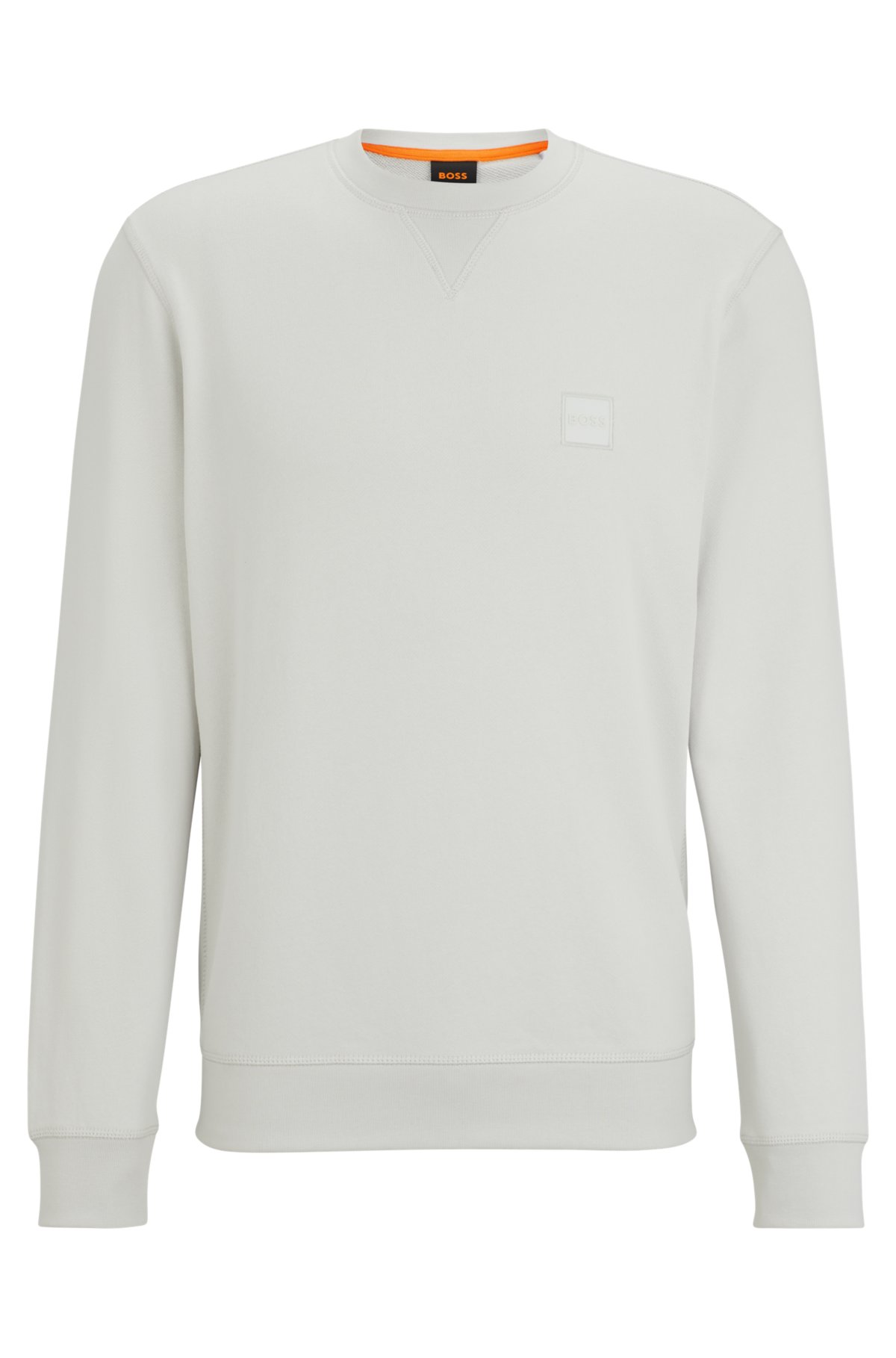 Relaxed-fit cotton sweatshirt with logo patch, Light Grey