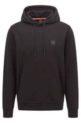 BOSS - Cotton-terry hoodie with logo patch