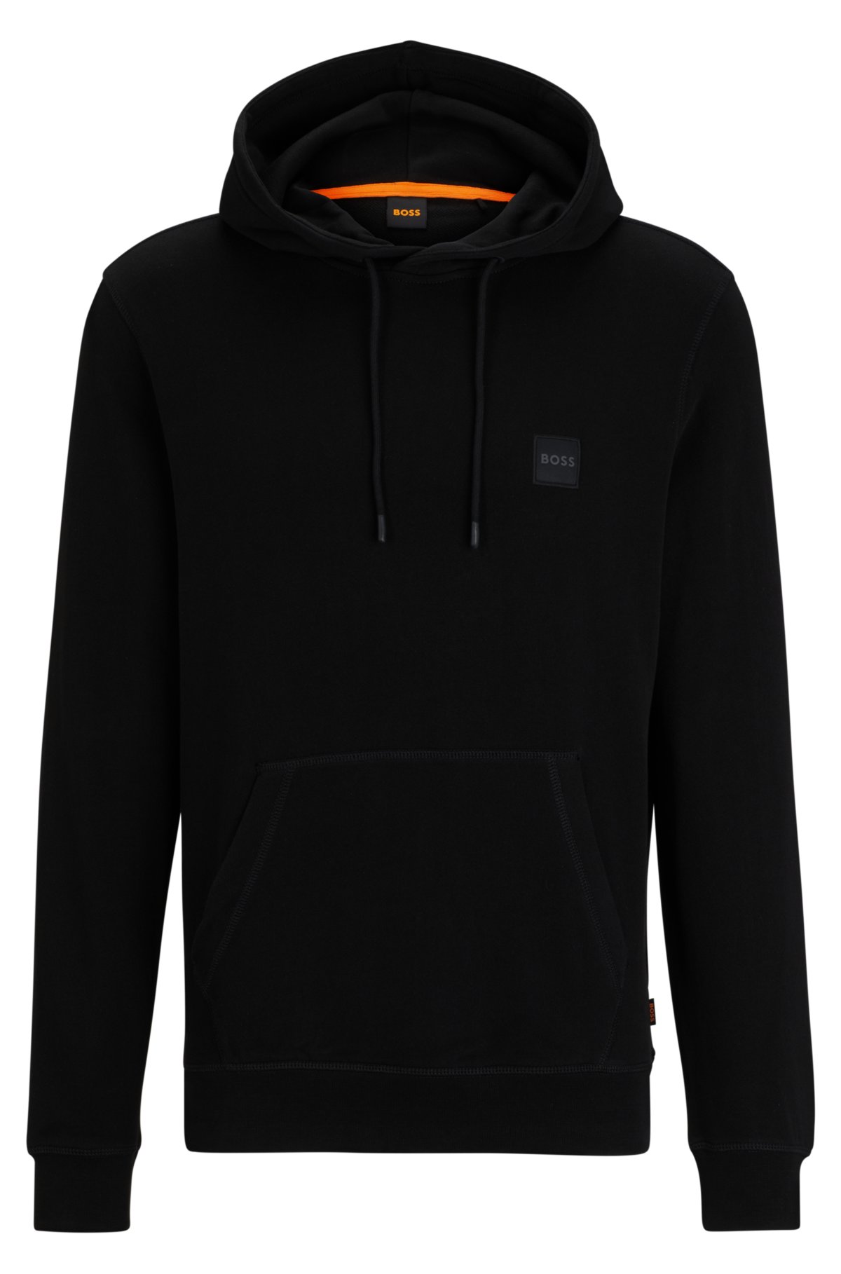 HUGO - Cotton-terry relaxed-fit hoodie with logo patch