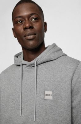 BOSS - Cotton-terry hoodie with logo patch