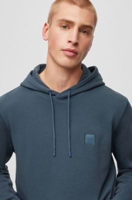 BOSS - French-terry-cotton hooded sweatshirt with logo patch