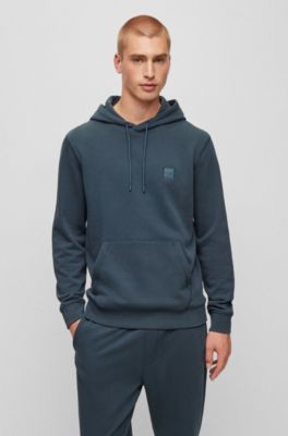 BOSS - French-terry-cotton hooded sweatshirt with logo patch