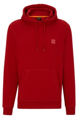 HUGO BOSS COTTON-TERRY HOODIE WITH LOGO PATCH