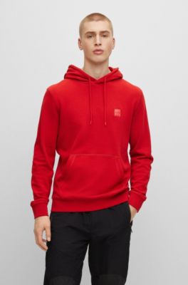 BOSS - Cotton-terry hoodie with logo patch