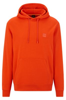 Hugo Boss French-terry-cotton Hooded Sweatshirt With Logo Patch In Red