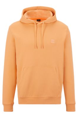 Hugo Boss French-terry-cotton Hooded Sweatshirt With Logo Patch In Light Orange