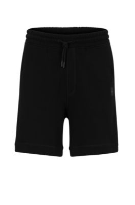 Hugo Boss Drawstring Shorts In French Terry Cotton With Logo Patch In Black
