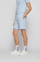 Drawstring shorts in French terry cotton with logo patch, Light Blue