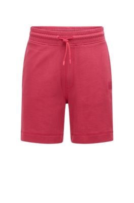 BOSS Drawstring shorts in French terry cotton with logo patch