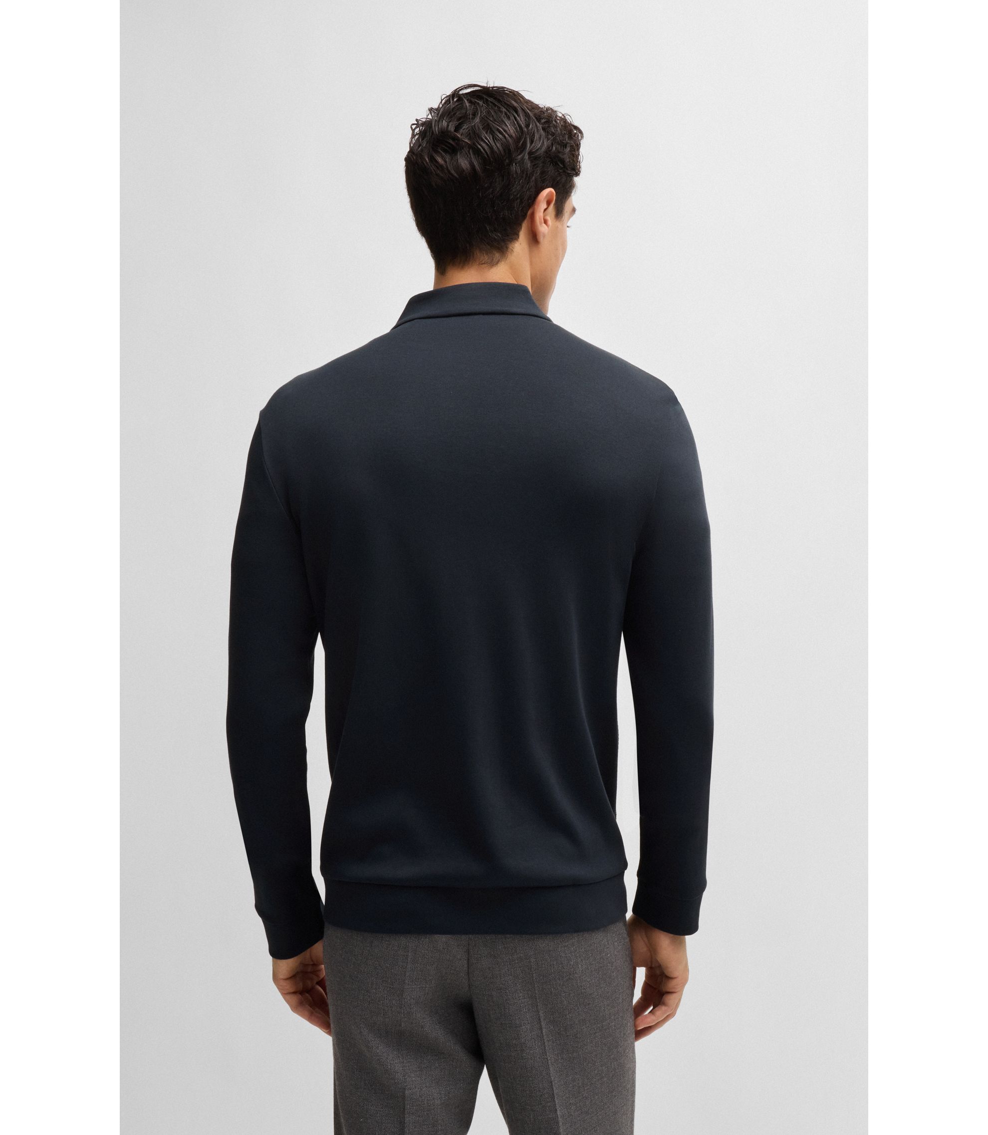 boss114　10点 BOSS - Zip-up sweatshirt in and technical fabric - Dark Blue