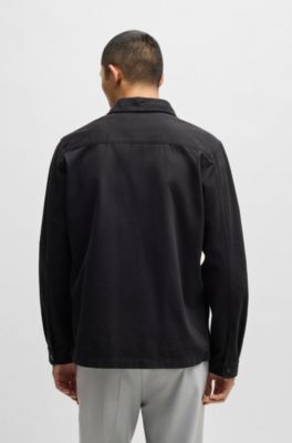 Oversize-fit overshirt in cotton gabardine, Black