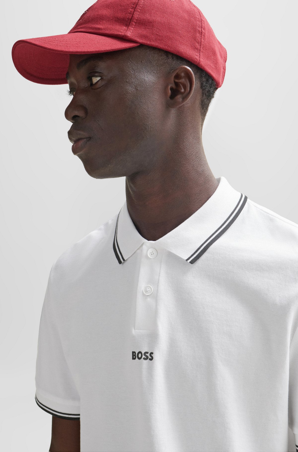 BOSS - Cotton-piqué polo shirt with contrast logo and BOSS - Cotton-piqué polo shirt with contrast logo and