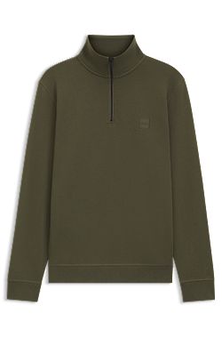 Cotton-terry sweatshirt with zipper collar