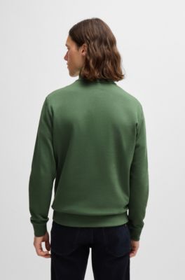 Sudadera de felpa de algod&oacute;n con cuello con cremallera y parche de logo, Cal