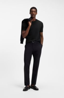 Camiseta regular fit en punto de algod&oacute;n, Negro