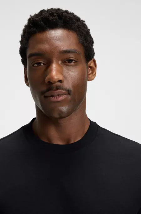 Ribbed-collar T-shirt in cotton jersey