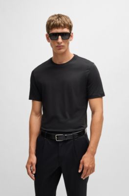 Camiseta regular fit en punto de algod&oacute;n, Negro