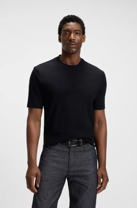 Ribbed-collar T-shirt in cotton jersey