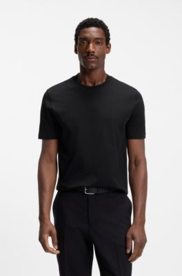 Camiseta regular fit en punto de algod&oacute;n, Negro
