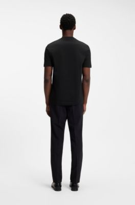 Camiseta regular fit en punto de algod&oacute;n, Negro
