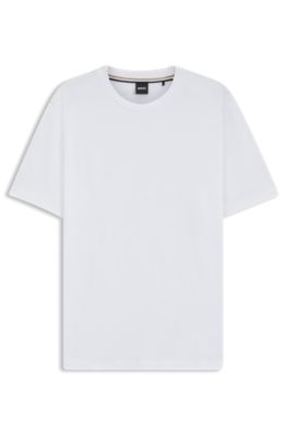 Ribbed-collar T-shirt in cotton jersey, White