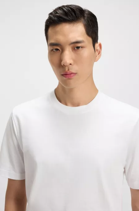 Ribbed-collar T-shirt in cotton jersey