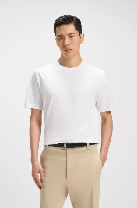 Ribbed-collar T-shirt in cotton jersey