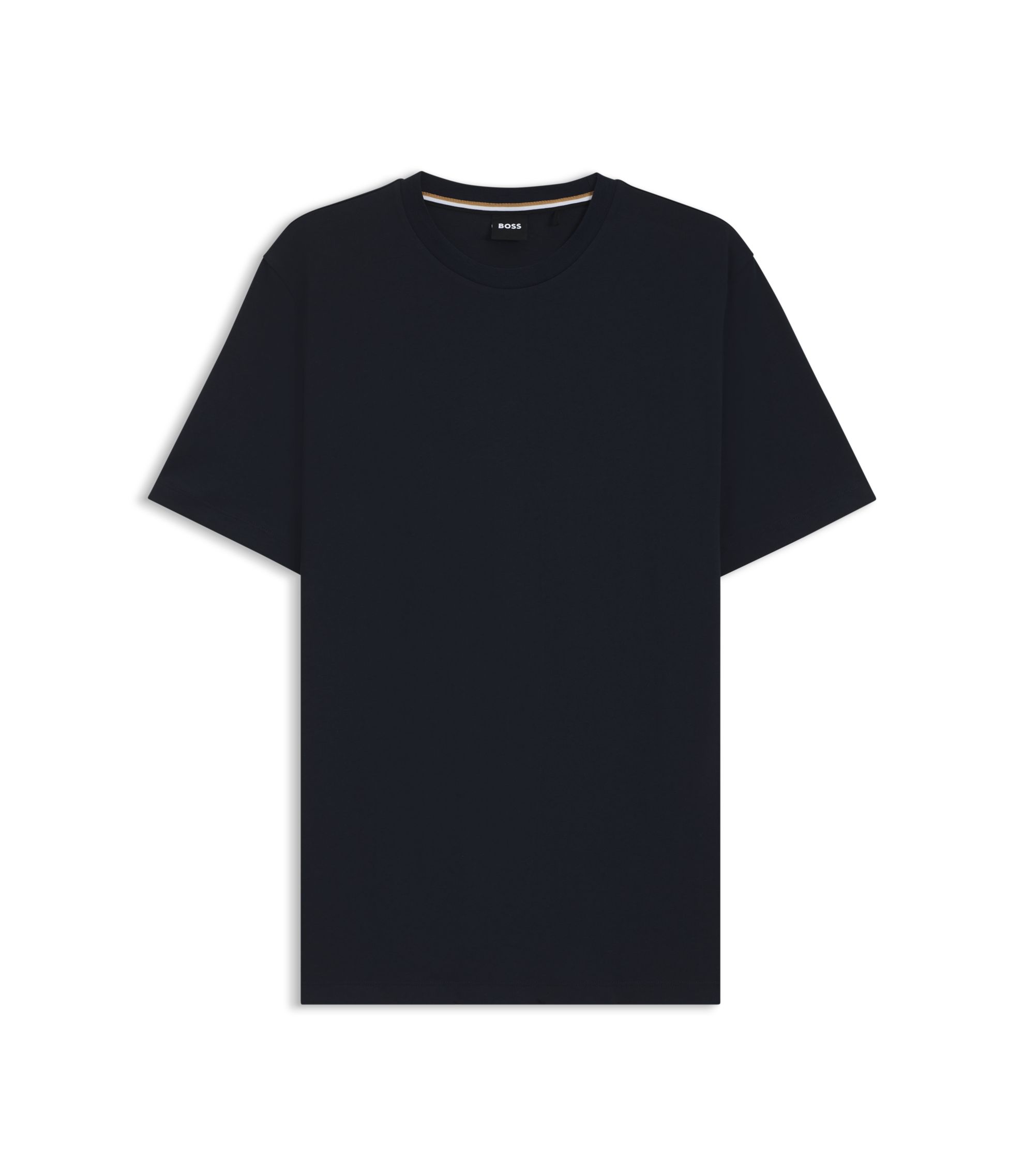 BOSS - Ribbed-collar T-shirt in cotton jersey - Dark Blue