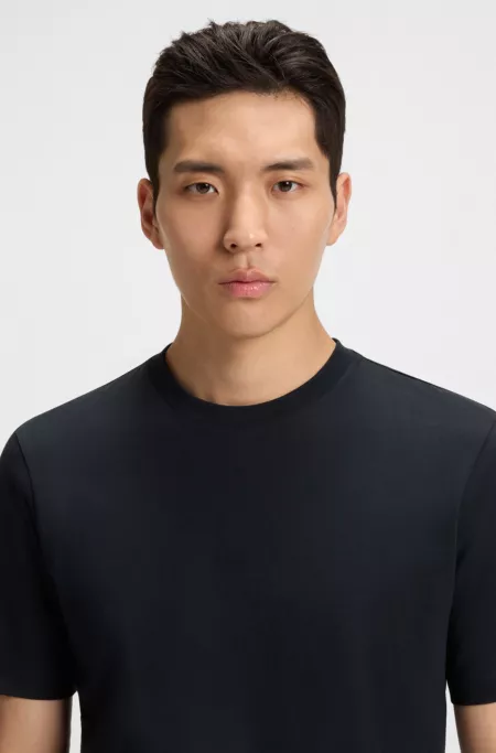 Ribbed-collar T-shirt in cotton jersey