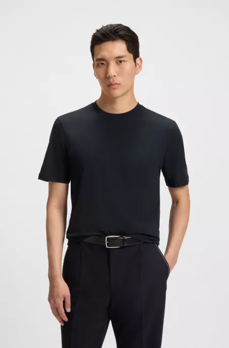 Ribbed-collar T-shirt in cotton jersey