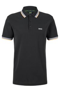 Cotton polo shirt with logo, Black