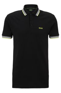 Cotton polo shirt with logo, Black