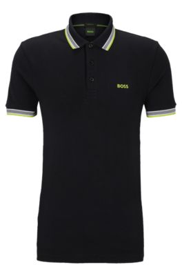 Hugo Boss Cotton Polo Shirt With Logo In Dark Grey