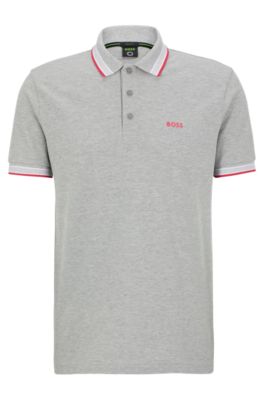 Hugo Boss Cotton Polo Shirt With Logo In Light Grey