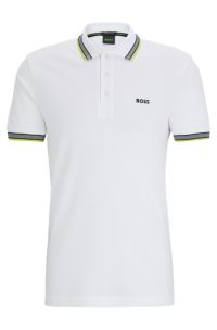 Cotton polo shirt with logo, White